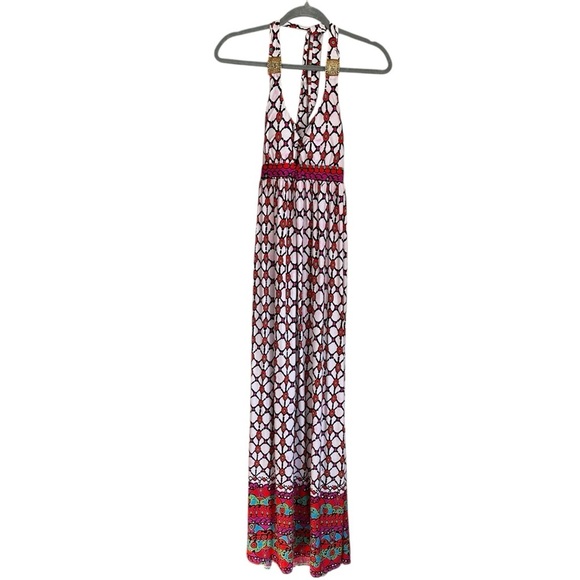 Trina Turk Maxi Long Printed Halter Venice Beach Stretchy Swim Dress Sz M - Picture 3 of 9
